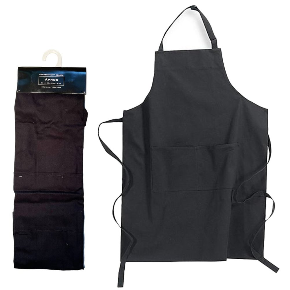 😍NWT 1 PC UNISEX BLACK STURDY TWILL APRON ALL PURPOSE KITCHEN BBQ WORK PAINT😍